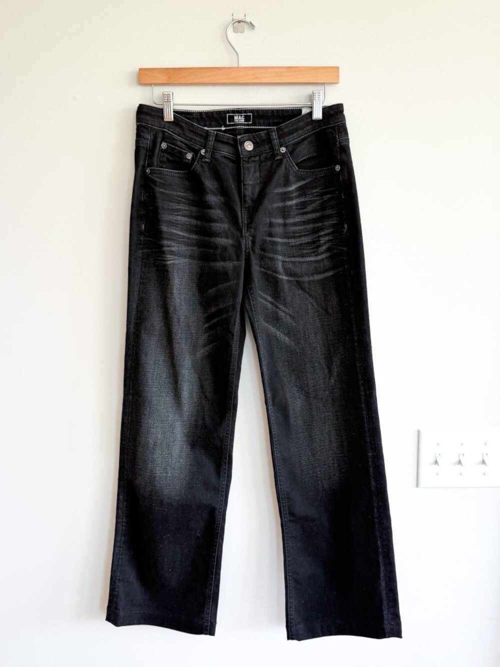 Mac Jeans Rich Carla High Rise Wide Leg Jeans Black 34